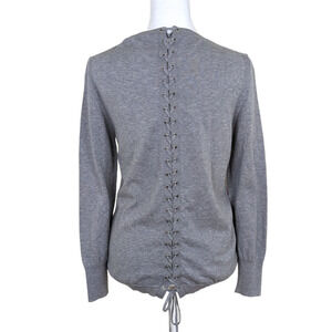Alexander McQueen Designer  Knit Long Sleeve Braid Back Gray Top S